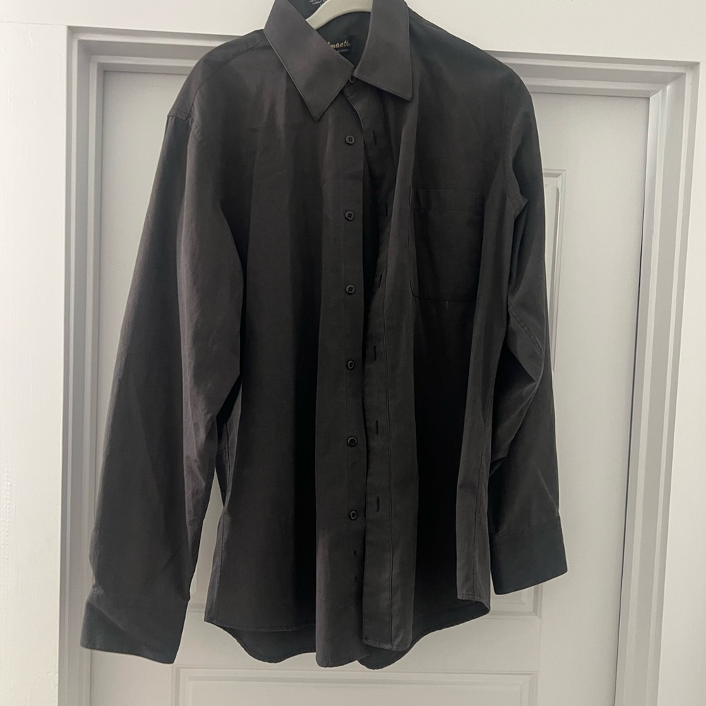 Amanti light black button down dress shirt size 15.5 neck cotton blend